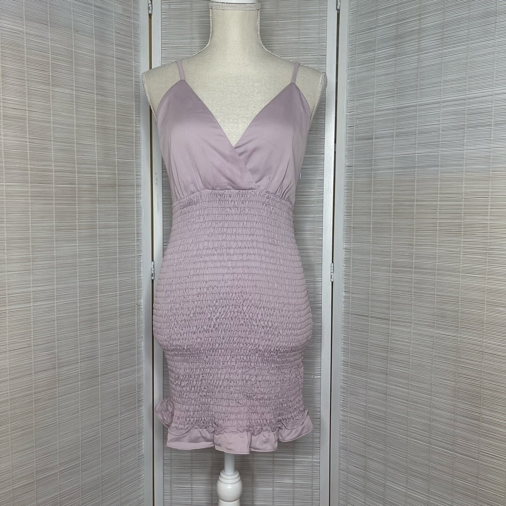 Superdown Dress Lilac Smocked Mini Adjustable Straps Side Zip NWT Size S